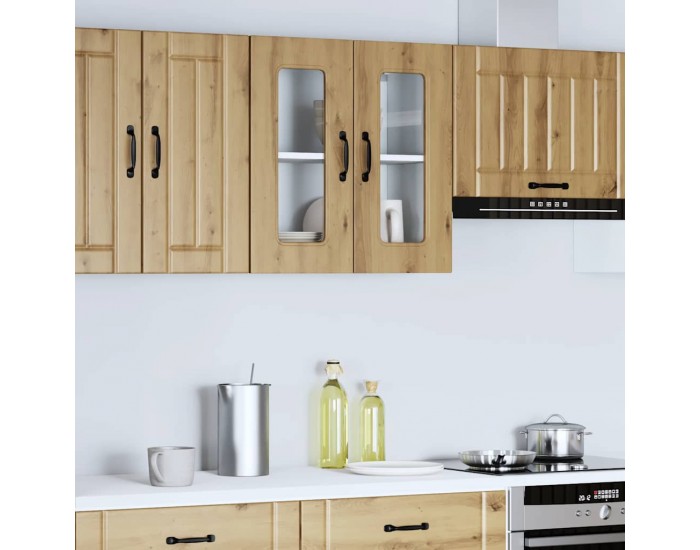 Sonata H Кухненски стенен шкаф със стъклена врата Kalmar от дъб Artisan, инженерна дървесина
