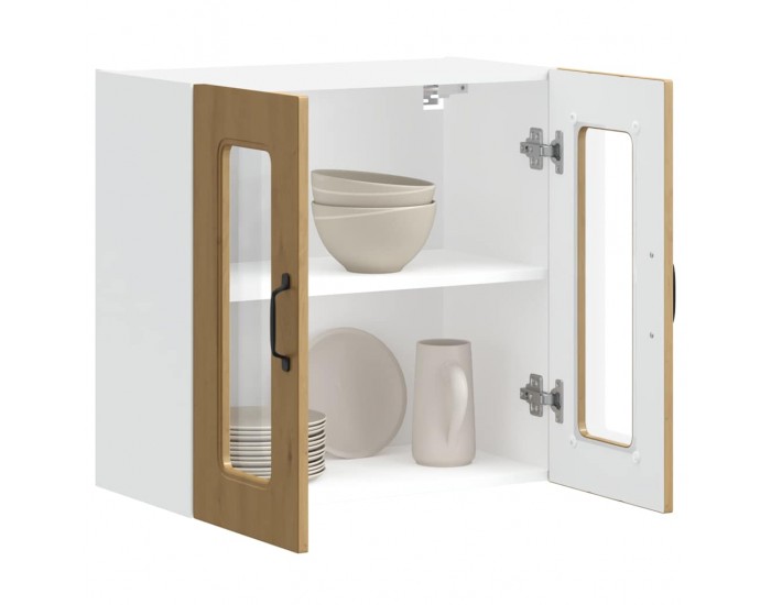 Sonata H Кухненски стенен шкаф със стъклена врата Kalmar от дъб Artisan, инженерна дървесина