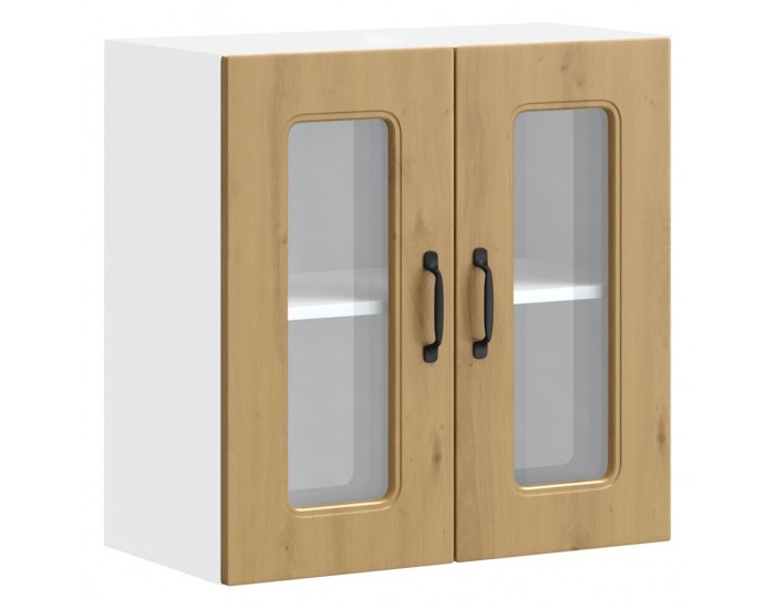 Sonata H Кухненски стенен шкаф със стъклена врата Kalmar от дъб Artisan, инженерна дървесина