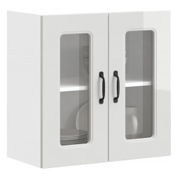 Sonata H Кухненски стенен шкаф със стъклена врата Kalmar с висок гланц, бяло инженерно дърво - Модули Sonata