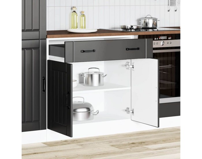 Sonata H Кухненски шкаф Lucca Черно инженерно дърво