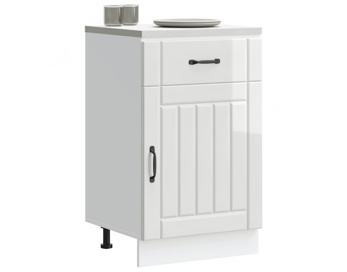 Sonata H Кухненски шкаф Lucca, бял гланц, инженерно дърв