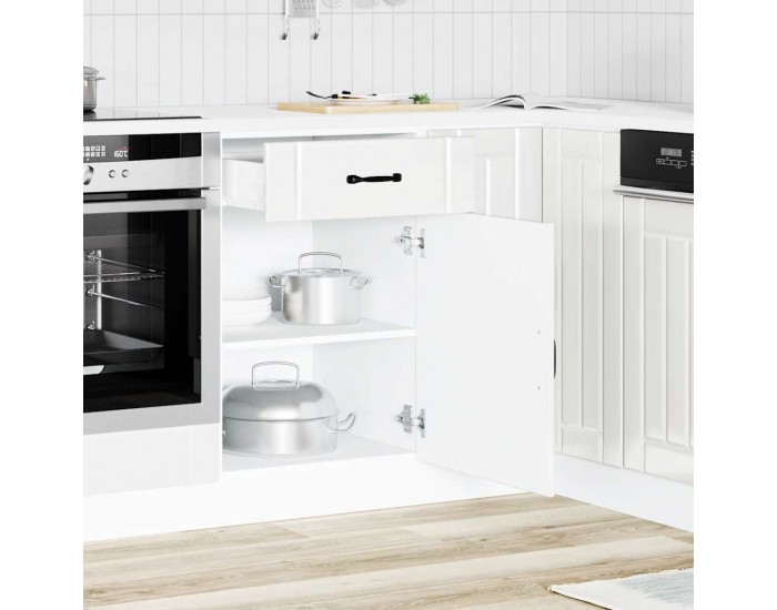 Sonata H Кухненски шкаф Lucca, бял гланц, инженерно дърв