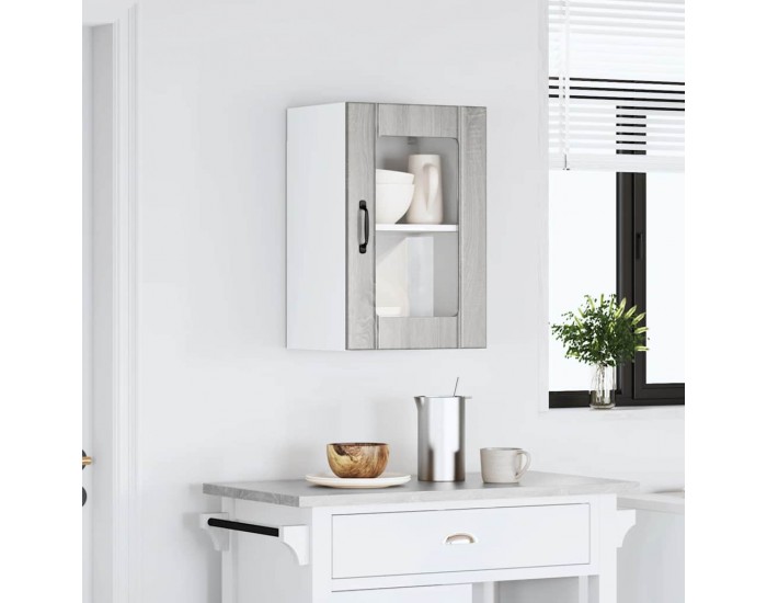 Sonata H Кухненски стенен шкаф със стъклена врата Lucca сив сонома