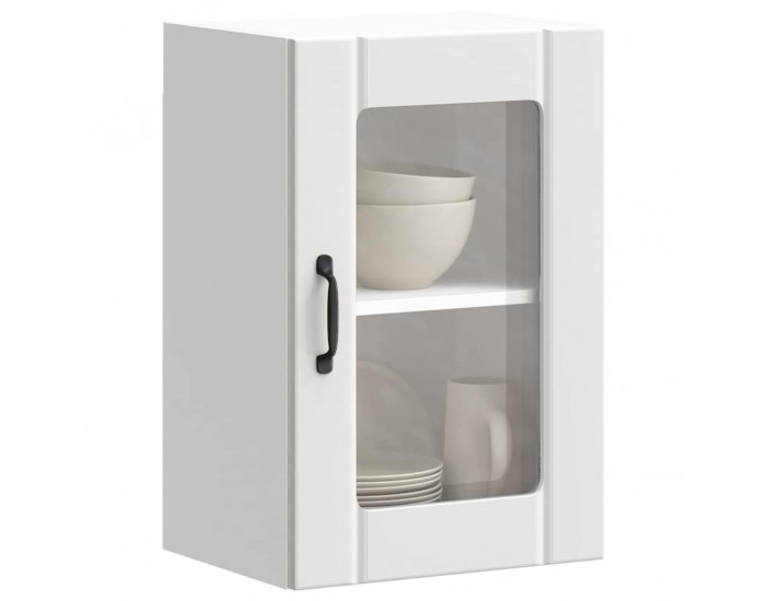 Sonata H Кухненски стенен шкаф със стъклена врата Lucca бял