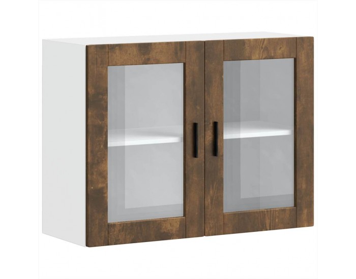 Sonata H Кухненски стенен шкаф със стъклена врата Porto опушен дъб