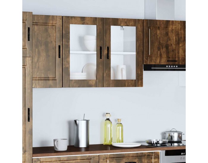 Sonata H Кухненски стенен шкаф със стъклена врата Porto опушен дъб