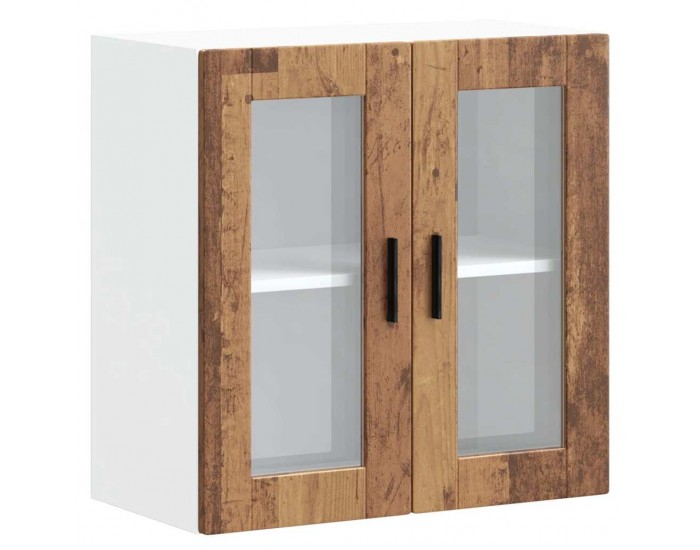 Sonata H Кухненски стенен шкаф със стъклена врата Porto старо дърво