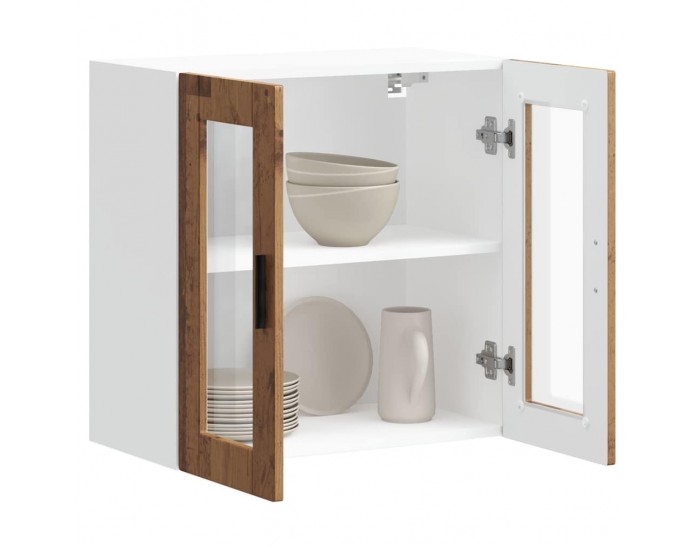 Sonata H Кухненски стенен шкаф със стъклена врата Porto старо дърво