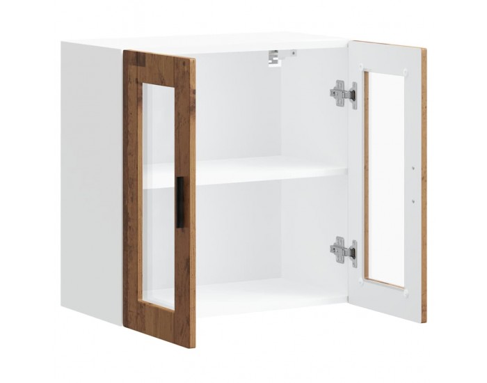 Sonata H Кухненски стенен шкаф със стъклена врата Porto старо дърво