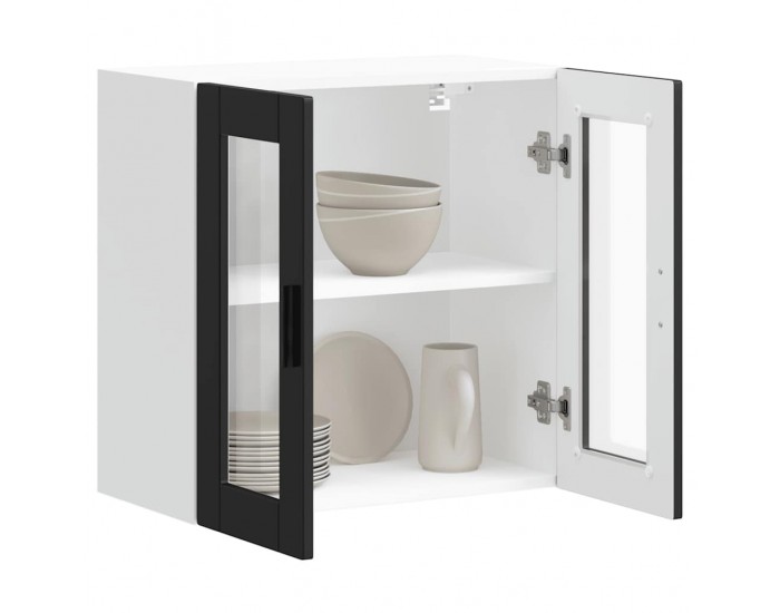 Sonata H Кухненски стенен шкаф със стъклена врата Porto черен