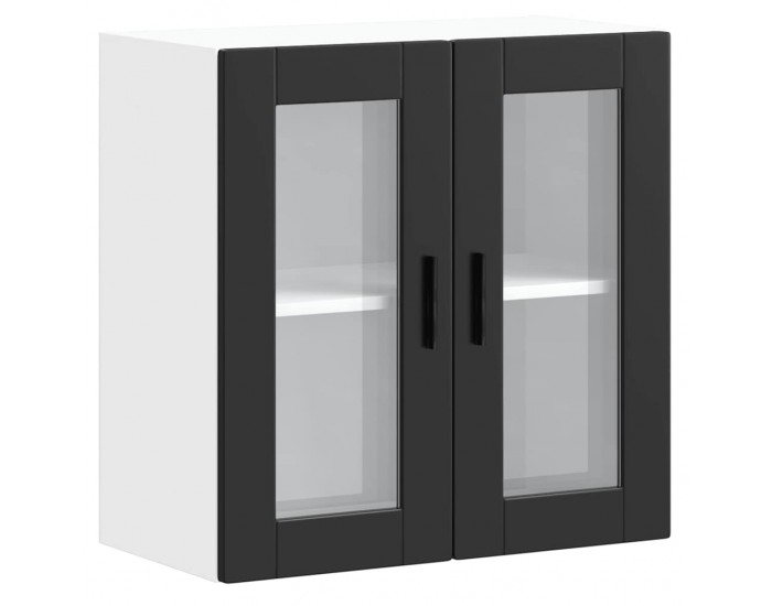 Sonata H Кухненски стенен шкаф със стъклена врата Porto черен