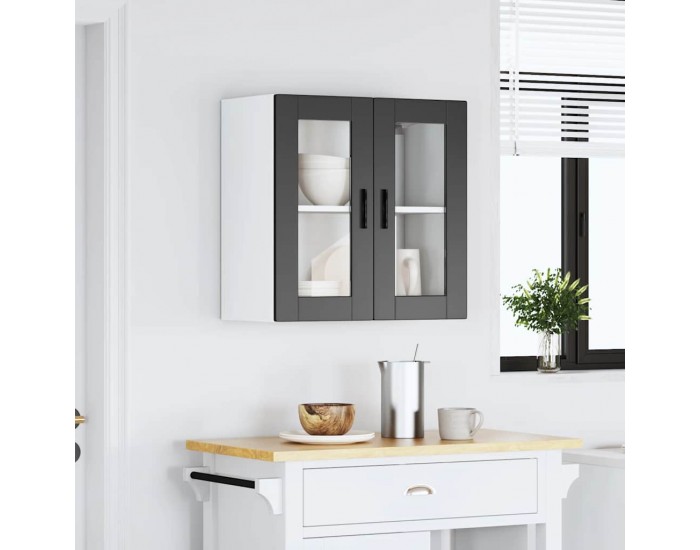 Sonata H Кухненски стенен шкаф със стъклена врата Porto черен