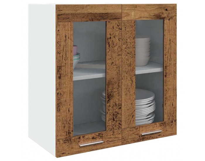 Sonata H Кухненски стенен шкаф Lyon със стъклена врата, старо дърво, 60x31x60 см