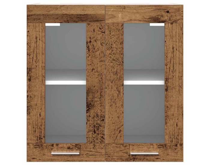 Sonata H Кухненски стенен шкаф Lyon със стъклена врата, старо дърво, 60x31x60 см