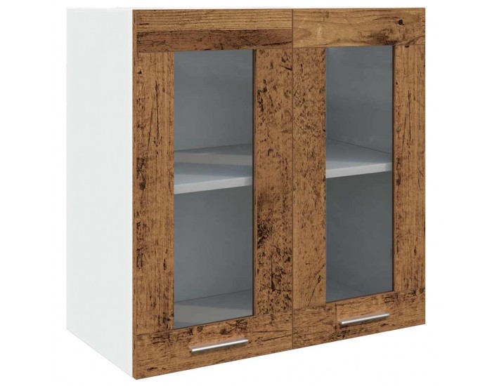 Sonata H Кухненски стенен шкаф Lyon със стъклена врата, старо дърво, 60x31x60 см