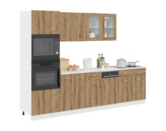 Sonata H Комплект кухненски шкафове, 7 части, Lyon, дъбов рафт, инженерна дървесина