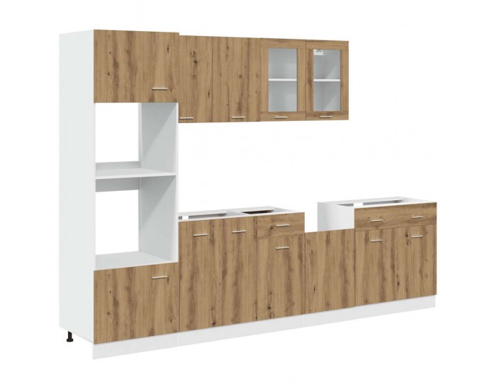 Sonata H Комплект кухненски шкафове, 7 части, Lyon, дъбов рафт, инженерна дървесина