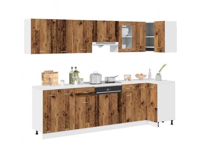 Sonata H Комплект кухненски шкафове, 11 части, Lyon, старо дърво, инженерно дърво