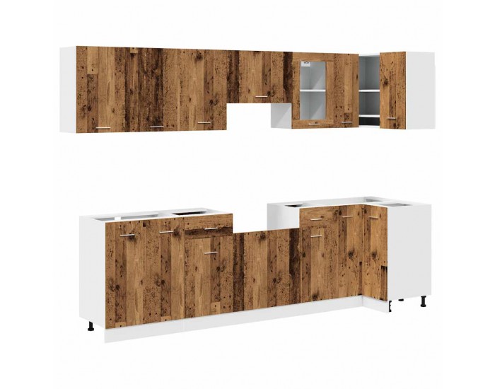 Sonata H Комплект кухненски шкафове, 11 части, Lyon, старо дърво, инженерно дърво