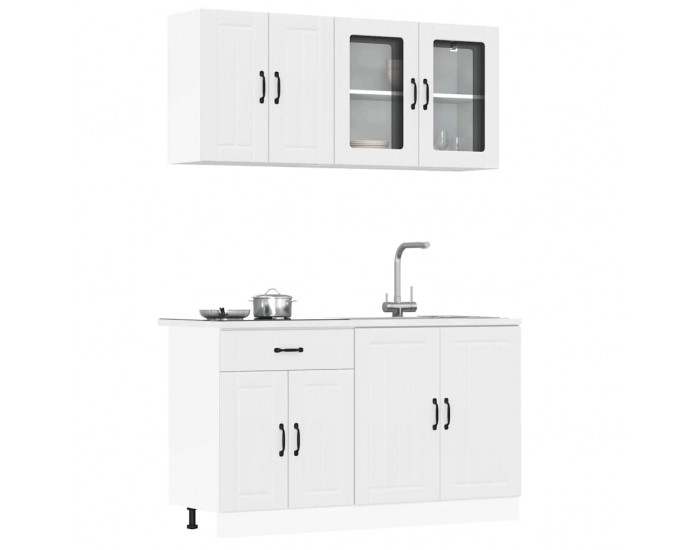 Sonata H Комплект кухненски шкафове от 4 части Lucca, бяло инженерно дърво