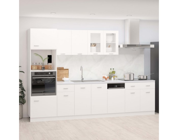 Sonata H Комплект кухненски шкафове, 7 части, Lyon, бяло инженерно дърво