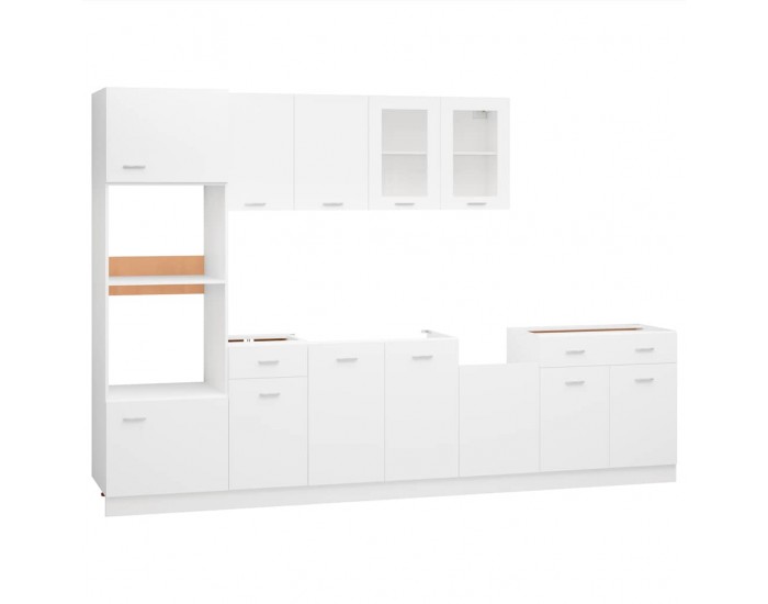 Sonata H Комплект кухненски шкафове, 7 части, Lyon, бяло инженерно дърво