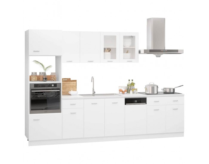 Sonata H Комплект кухненски шкафове, 7 части, Lyon, бяло инженерно дърво