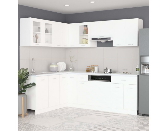 Sonata H Комплект кухненски шкафове, 11 части, Lyon, бяло инженерно дърво