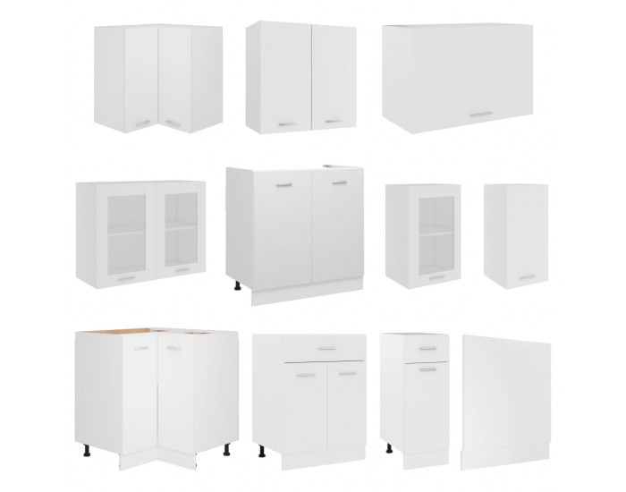 Sonata H Комплект кухненски шкафове, 11 части, Lyon, бяло инженерно дърво
