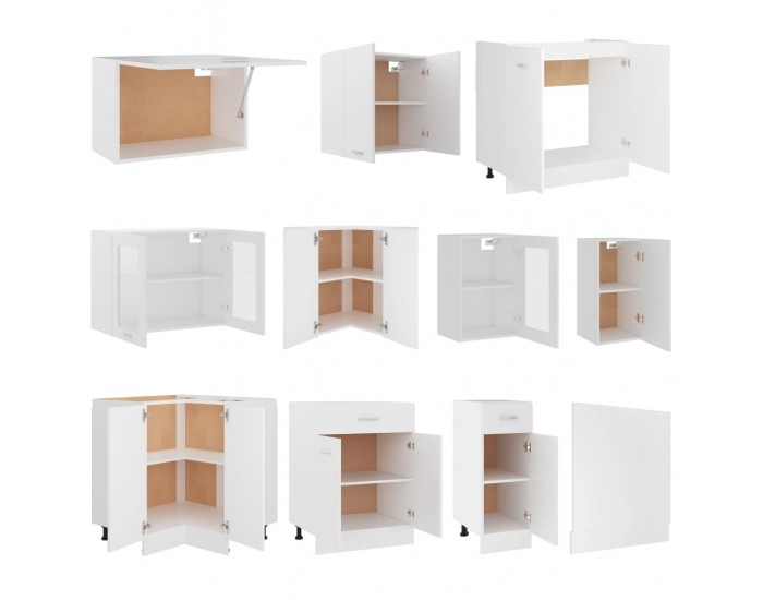 Sonata H Комплект кухненски шкафове, 11 части, Lyon, бяло инженерно дърво