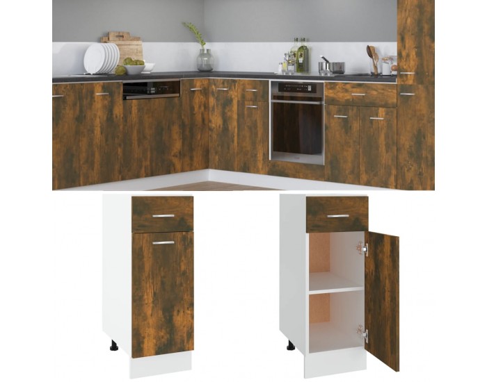 Sonata H Долен шкаф с чекмеджета Lyon, опушен дъб, 30x46x81,5 см, инженерно дърво