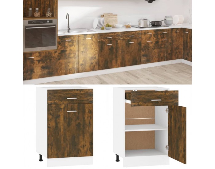 Sonata H Долен шкаф с чекмеджета Lyon, опушен дъб, 50x46x81,5 см, инженерно дърво