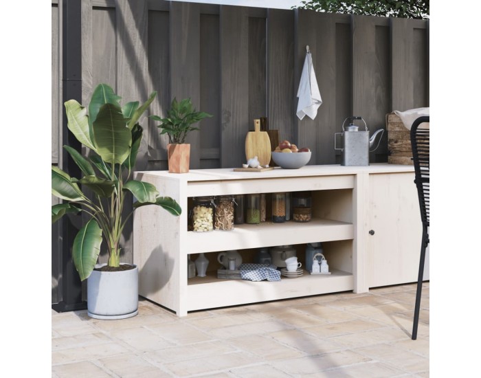 Sonata H Кухненски шкаф за открито, бял, 106x55x64 см, бор масив