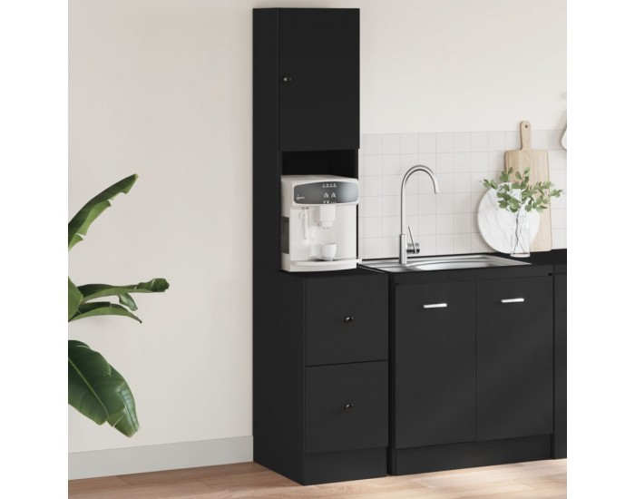 Sonata H Кухненски шкаф, черен, 35x50x180 см, инженерно дърво