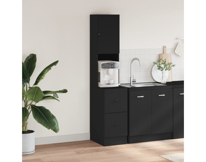 Sonata H Кухненски шкаф, черен, 35x50x180 см, инженерно дърво