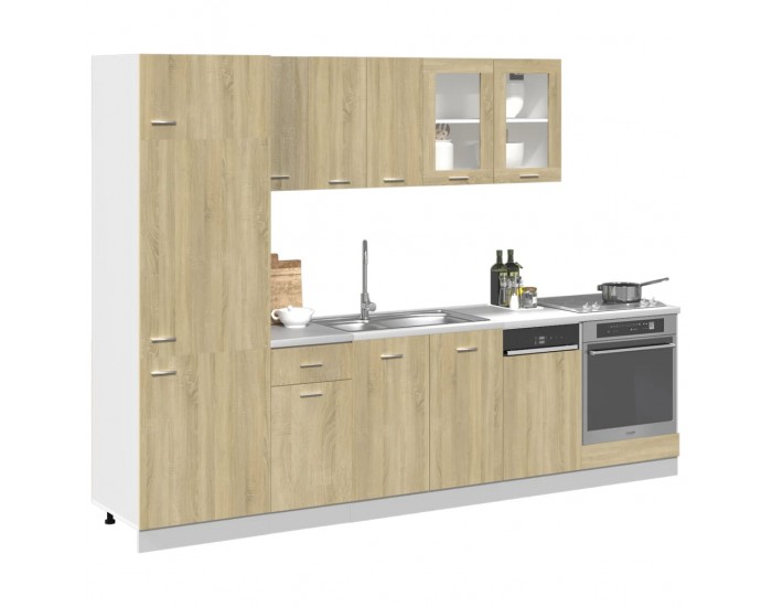 Sonata H Комплект кухненски шкафове от 8 части Lyon, дъб Сонома, инженерно дърво