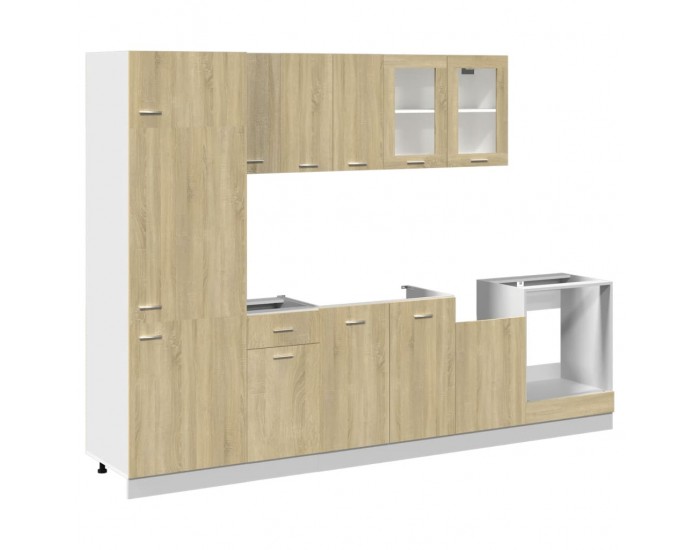 Sonata H Комплект кухненски шкафове от 8 части Lyon, дъб Сонома, инженерно дърво