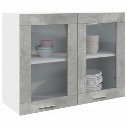 Sonata H Висящ стъклен шкаф Лион сив, бетонен, 80x31x60 см - Модулни кухни