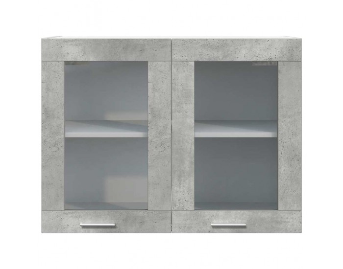 Sonata H Висящ стъклен шкаф Лион сив, бетонен, 80x31x60 см