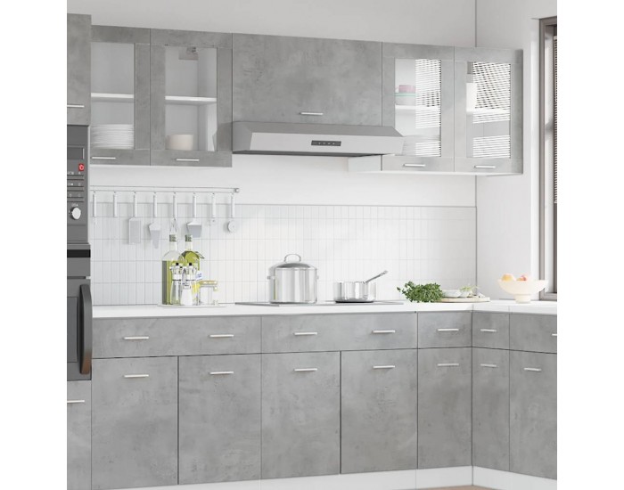 Sonata H Висящ стъклен шкаф Лион сив, бетонен, 80x31x60 см