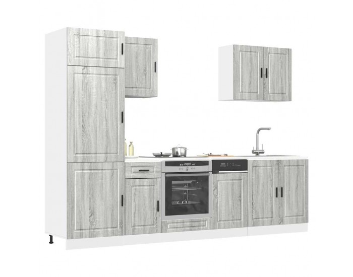 Sonata H Комплект кухненски шкафове, 7 части, Porto, сив, инженерно дърво сонома