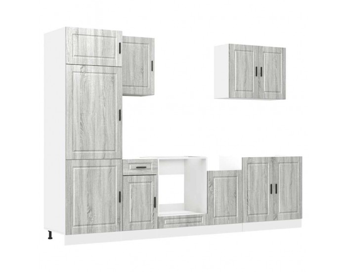 Sonata H Комплект кухненски шкафове, 7 части, Porto, сив, инженерно дърво сонома