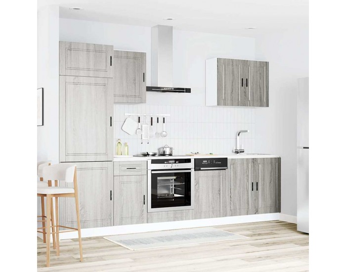 Sonata H Комплект кухненски шкафове, 7 части, Porto, сив, инженерно дърво сонома