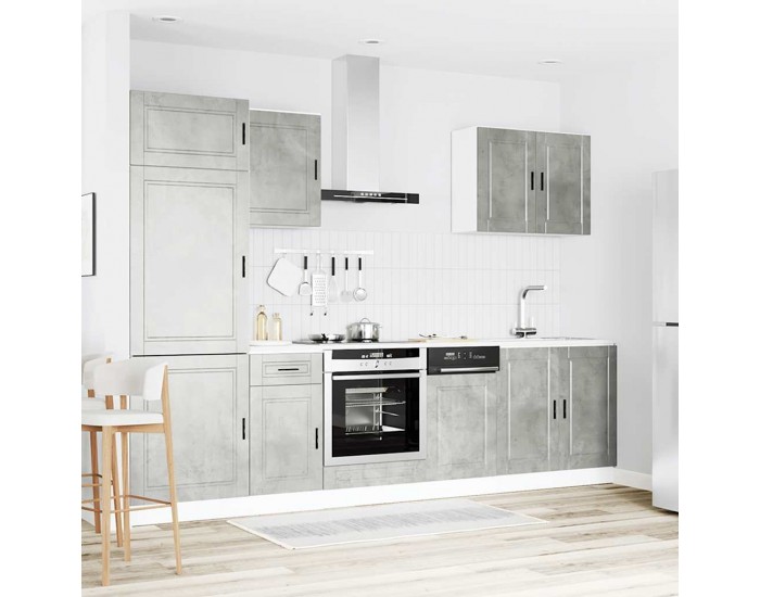 Sonata H Комплект кухненски шкафове, 7 части, Porto, бетонно сив, инженерно дърво