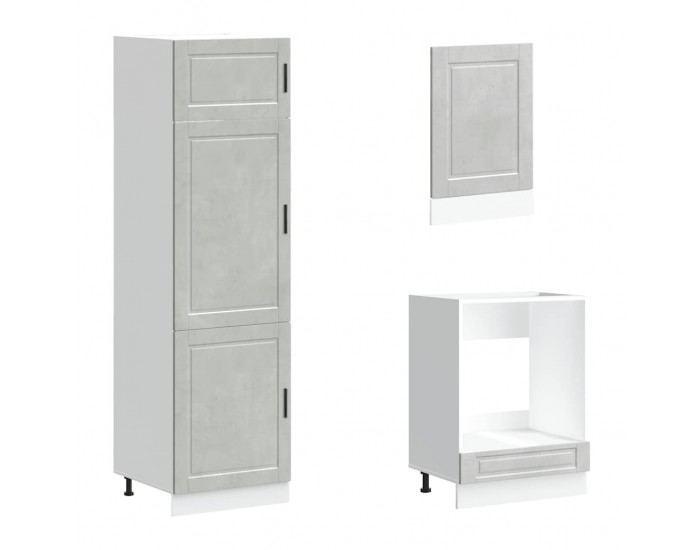 Sonata H Комплект кухненски шкафове, 7 части, Porto, бетонно сив, инженерно дърво