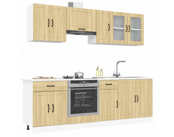 Sonata H Комплект кухненски шкафове с 8 части Lucca, дъб сонома, инженерно дърво