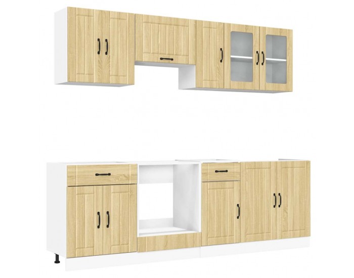 Sonata H Комплект кухненски шкафове с 8 части Lucca, дъб сонома, инженерно дърво