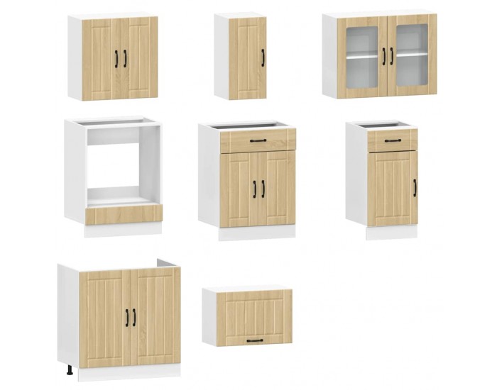 Sonata H Комплект кухненски шкафове с 8 части Lucca, дъб сонома, инженерно дърво