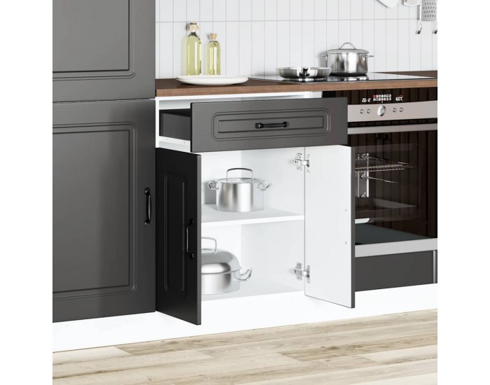 Sonata H Кухненски шкаф, Kalmar, черен, инженерно дърво